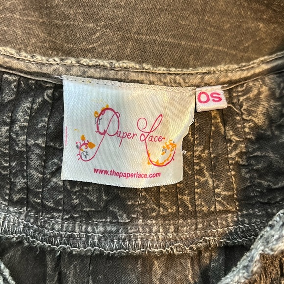 Lace Trimmed Brown Women's Top - Picture 2 of 5